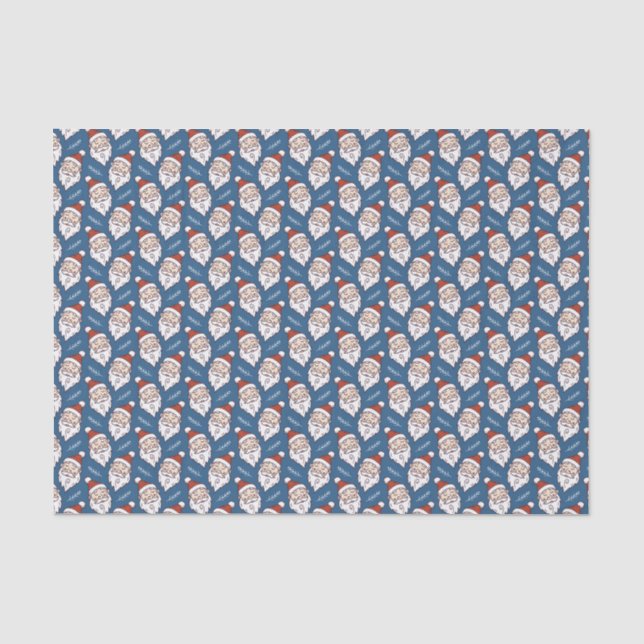 Festive Santa Claus Red White and Blue Christmas Tissue Paper (Front)