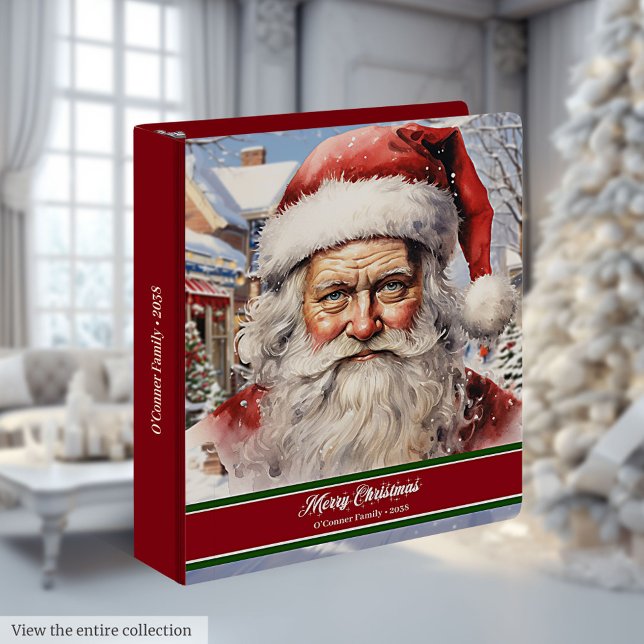 Festive Santa Claus Ring Binder Custom Name Keepsa (Festive Santa Claus Ring Binder Custom Name Keepsake)