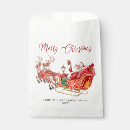 Festive Santa Claus Sleigh Holiday Christmas Party Favor Bag
