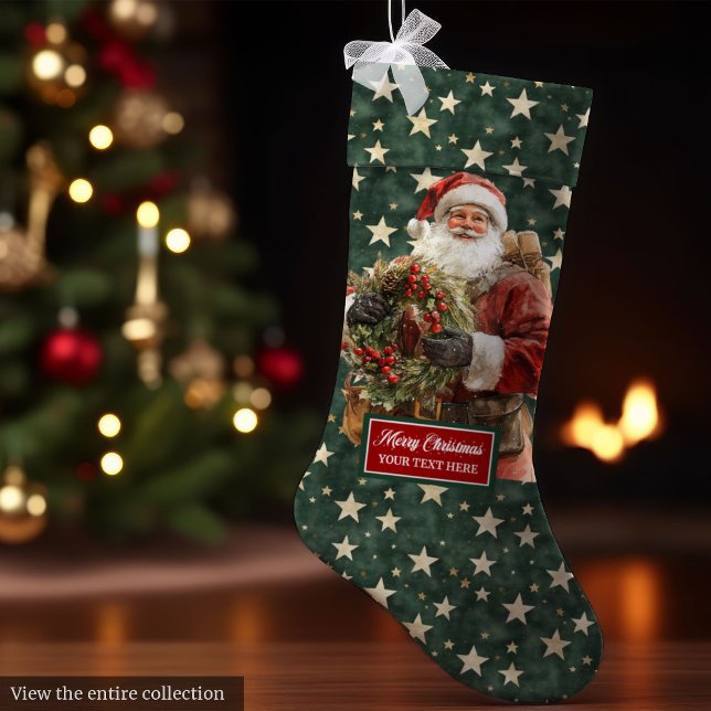 Festive Santa Claus Stocking Personalized Name (Festive Santa Claus Stocking Personalized Name)