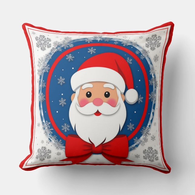 Festive Santa Claus Throw Pillow (Front)