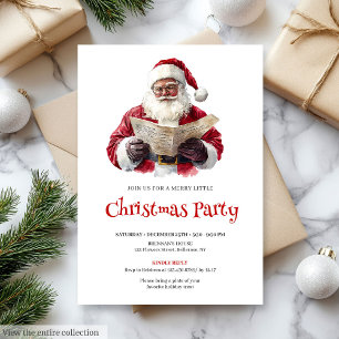 Festive Santa Claus Watercolor Christmas Party Invitation