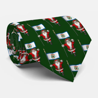 Festive Santa Claus With Ensign Of West Virginia Tie