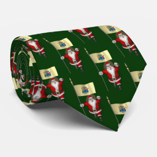 Festive Santa Claus With Flag Of New Jersey Tie