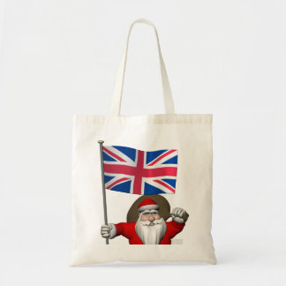 Festive Santa Claus With Flag Of The UK Tote Bag