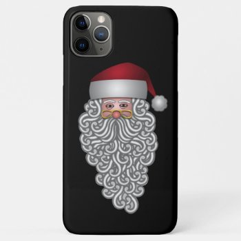 Festive Santa Claus With Long Curly Beard Iphone 11 Pro Max Case by DP_Holidays at Zazzle
