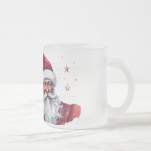 Festive Santa-claus with stars Frosted Glass Coffee Mug
