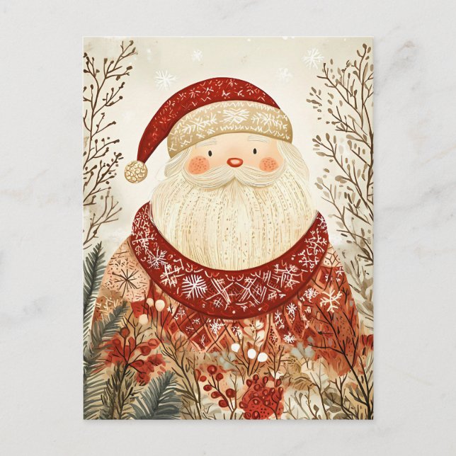 Festive Santa Clause Christmas Greeting Postcard (Front)