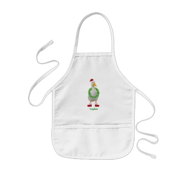 Festive Santa Duck Personalized Kids' Apron (Front)