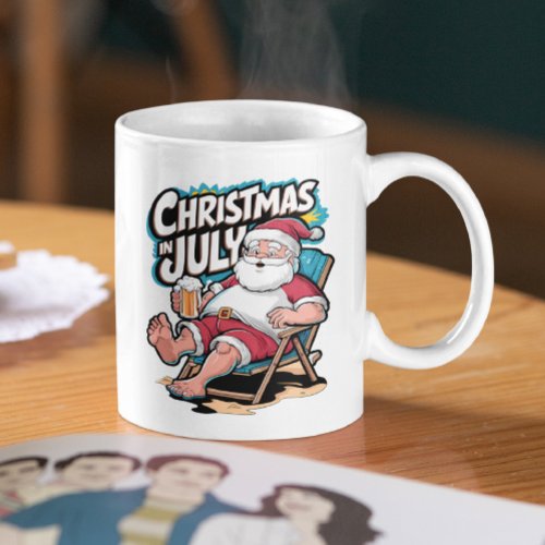 Festive Santa Enjoying Beer Break Coffee Mug