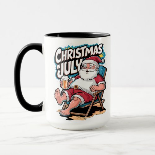 Festive Santa Enjoying Beer Break Mug
