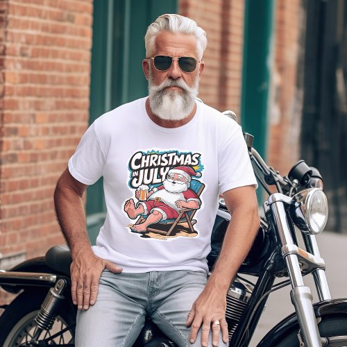 Festive Santa Enjoying Beer Break T_Shirt