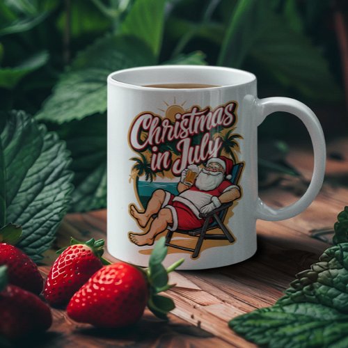 Festive Santa Enjoying Beer in July Coffee Mug