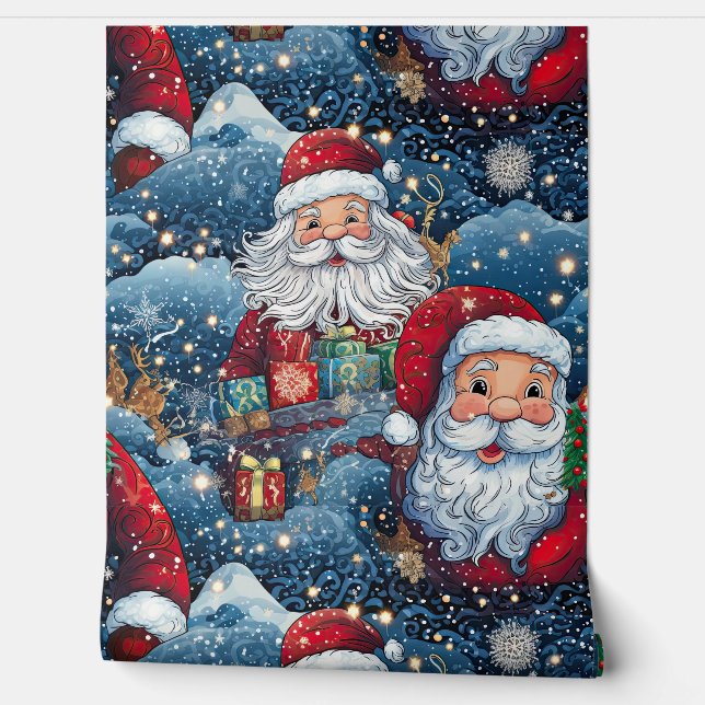 Festive Santa Frolic Christmas Wallpaper (Unrolling)