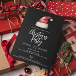 Festive Santa Hat Black Christmas Party Invitation<br><div class="desc">Festive watercolor Santa Hat,  Christmas party invitation.</div>