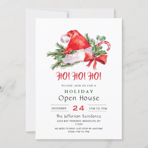 Festive Santa Hat Christmas Holiday Open House Inv Invitation
