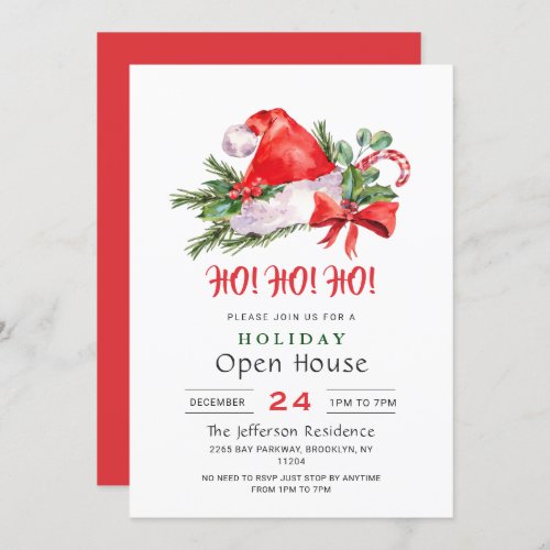 Festive Santa Hat Christmas Holiday Open House Invitation