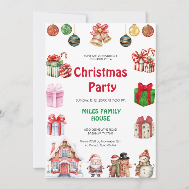 Festive Santa Hat Christmas Party Invitation (Front)