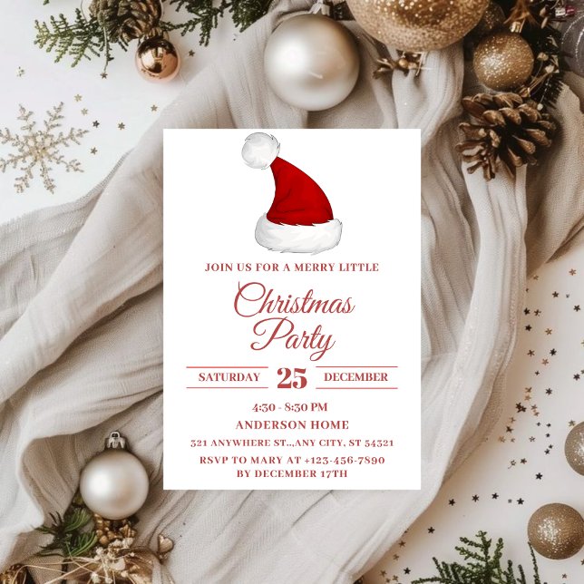 Festive Santa Hat Christmas Party Invitation (Creator Uploaded)