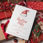 Festive Santa Hat Christmas Party Invitation<br><div class="desc">Festive watercolor Santa Hat,  Christmas party invitation.</div>
