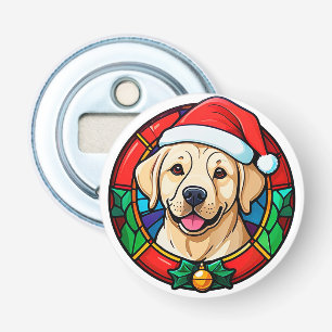 Festive Santa Hat Dog Cartoon Bottle Opener