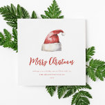 Festive Santa Hat  Holiday Card<br><div class="desc">Festive watercolor Santa hat,  holiday card. Features,  red typography with coordinating stripe pattern backing.</div>