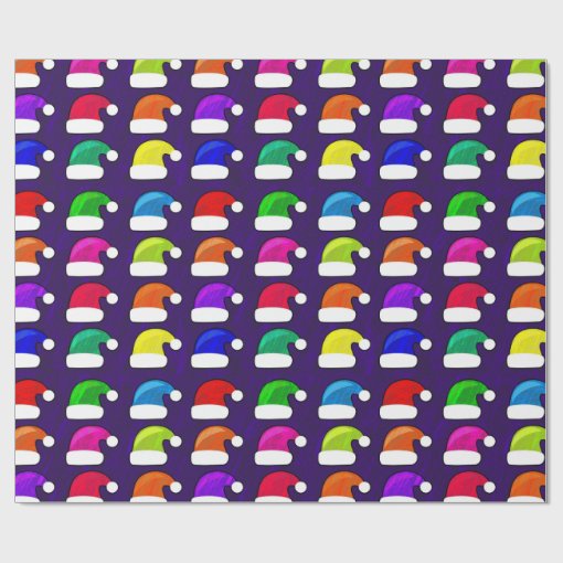 Festive Santa Hat Holiday Christmas Wrapping Paper | Zazzle