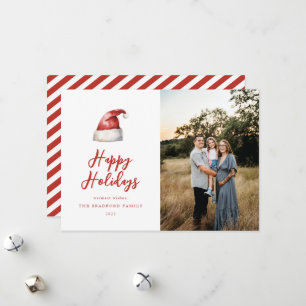 Festive Santa Hat Photo Holiday Card