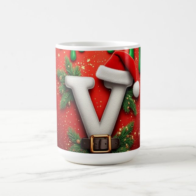 Festive Santa Hat V For Winter Decor Coffee Mug (Center)