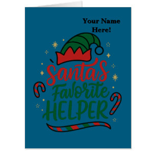 Festive Santa Helper Christmas Jumbo Greeting Card