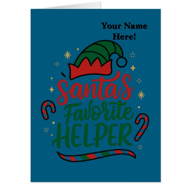 Festive Santa Helper Christmas Jumbo Greeting Card (Front)