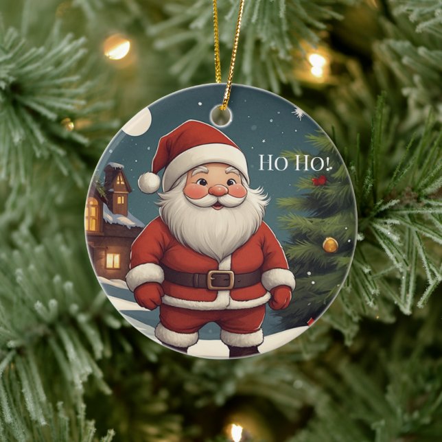 Festive Santa Ho Ho Merry Christmas Ornament (Tree)