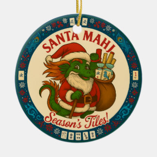 Festive Santa Mahj Ornament