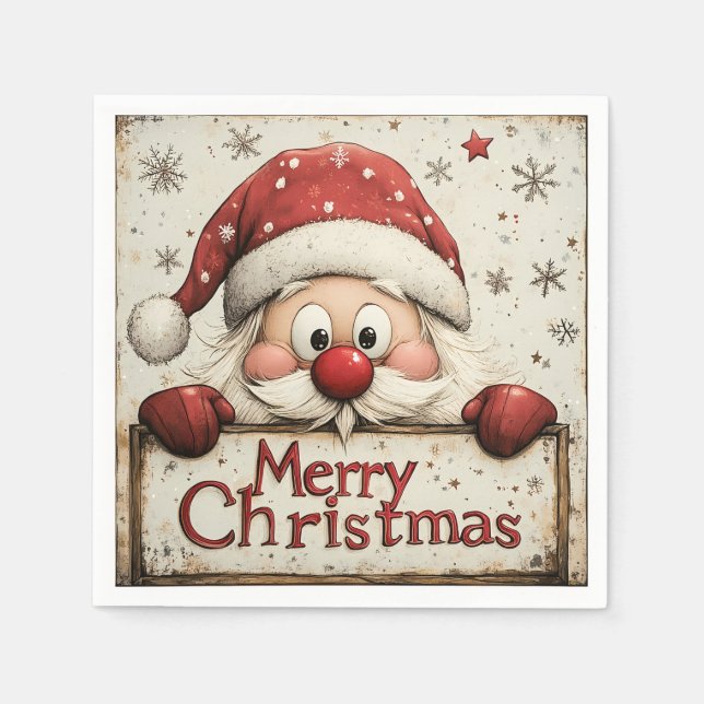 Festive Santa "Merry Christmas" Napkins (Front)