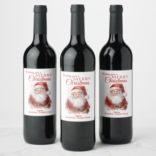 Festive Santa Merry Christmas  Wine Label