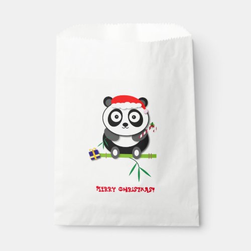 Festive Santa Panda Bear Christmas Party Favor Bag