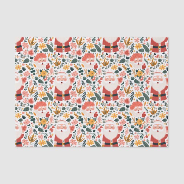 Festive Santa Pattern Tissue Paper (Front)