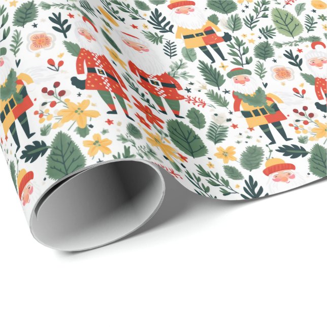 Festive Santa Pattern Wrapping Paper (Roll Corner)