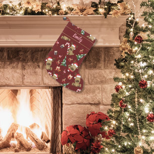 Festive Santa Reindeer With Friends Small Christmas Stocking