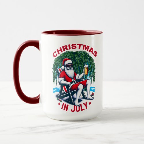 Festive Santa Relaxing With a Cold Brew Mug