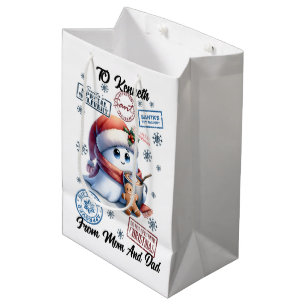 Festive Santa Sack With Fun Snowman Medium Gift Bag
