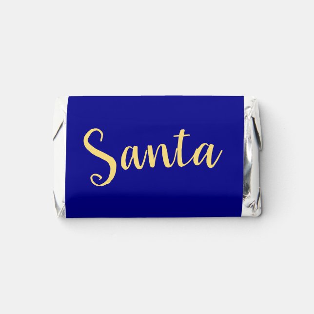 Festive SANTA Script Deep Royal Blue Background Hershey's Miniatures (Front)