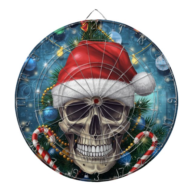 Festive Santa Skull Dart Board (Front)