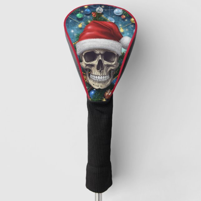 Festive Santa Skull Golf Head Cover (Front)