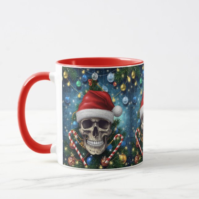 Festive Santa Skull Mug (Left)