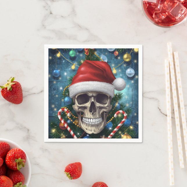 Festive Santa Skull Napkins (Insitu)