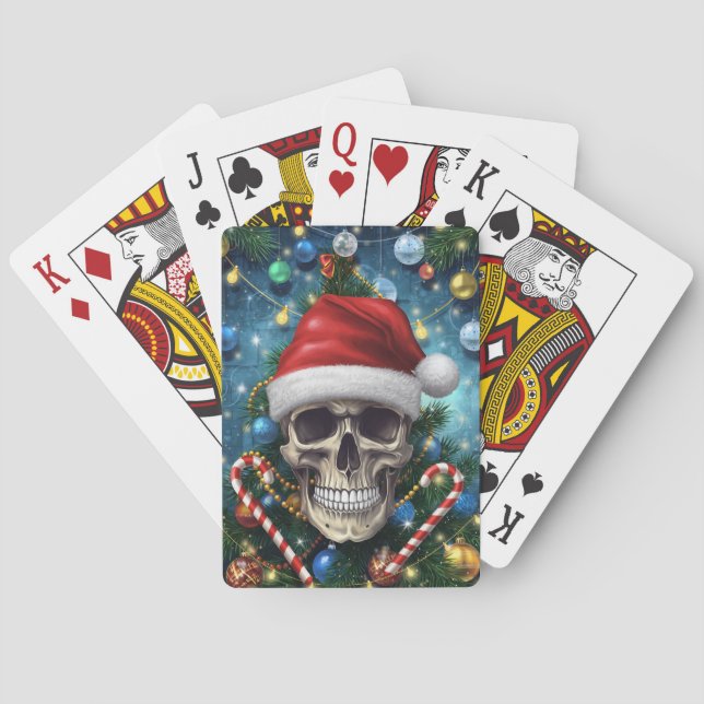 Festive Santa Skull Poker Cards (Back)