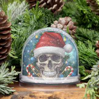 Festive Santa Skull Snow Globe
