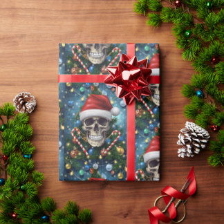 Festive Santa Skull Wrapping Paper