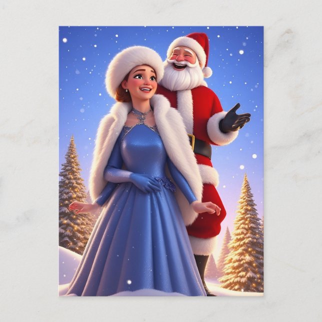 ❄️ Festive Santa & Snow Maiden Winter Tale 🎄 Postcard (Front)